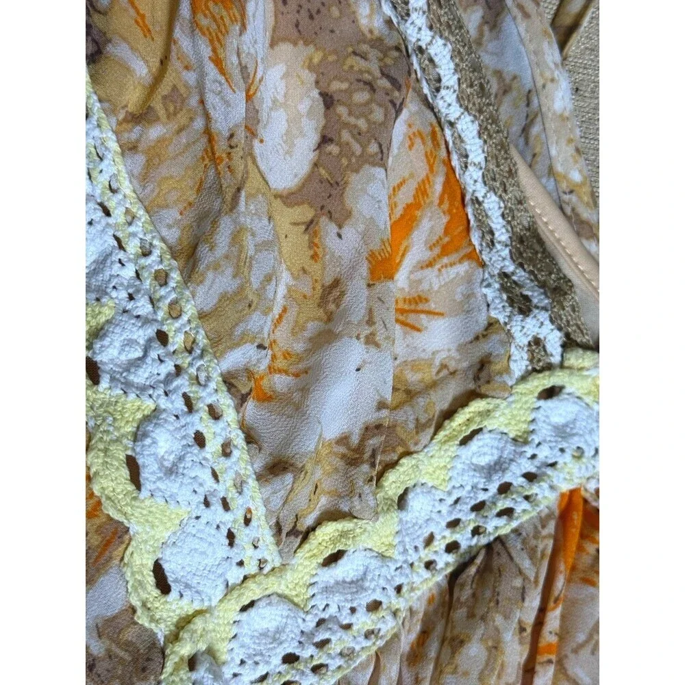 Umgee Small Floral Lace Trim Puff Sleeve Cottagecore Boho summer Dress - Picture 5 of 6